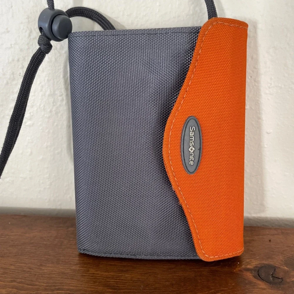 Samsonite Travel Passport Case Crossbody Bag Orange‎ gray wallet cardholder